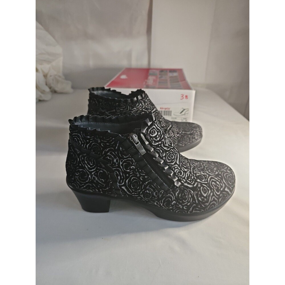 Alegria Hannah Peony Floral Leather Ankle Boots Ruffle HAN-537 Size EU38 US8-8.5 - Picture 4 of 7